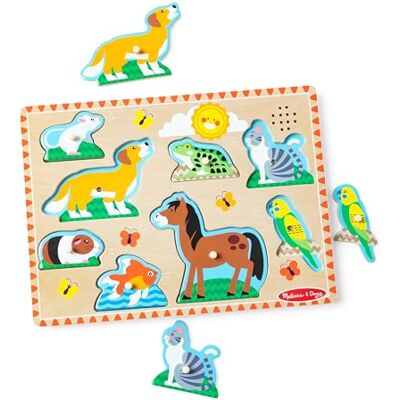 Melissa & Doug Pets Sound Puzzle – 8-Piece Wooden Peg Puzzle with Light-Activated Animal Sounds – Interactive Learning Toy for Kids Age 2 and Up Melissa & Doug Pets Sound Puzzle – 8-Piece Wooden Peg Puzzle with Light-Activated Animal Sounds – Interactive Learning Toy for Kids Age 2 and Up