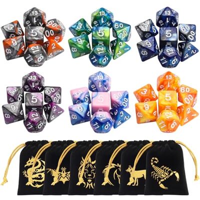CiaraQ DND Dice Set, Polyhedral Dice Set, Dungeons and Dragons Dice Set for D&D Dice Games RPG MTG Table Games with Drawstring Pouch. Double-Color Dice, 6 x 7 Sets CiaraQ DND Dice Set, Polyhedral Dice Set, Dungeons and Dragons Dice Set for D&D Dice Games RPG MTG Table Games with Drawstring Pouch. Double-Color Dice, 6 x 7 Sets
