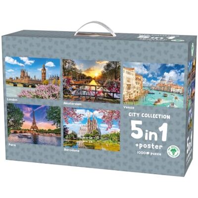 Mr. Broccoli Puzzle 5 x 1000 Pieces City Collection 5 in 1 Cities Puzzle Includes Poster FSC® 68 x 48 cm, Ochre Mr. Broccoli Puzzle 5 x 1000 Pieces City Collection 5 in 1 Cities Puzzle Includes Poster FSC® 68 x 48 cm, Ochre