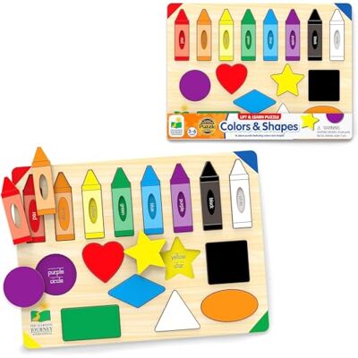 The Learning Journey Lift & Learn Colours & Shapes Tray Puzzle For Kids Helps Interactive Child Development, Colour & Shape Recognition and Spelling 16 Lift Out Pieces For 3+ Years The Learning Journey Lift & Learn Colours & Shapes Tray Puzzle For Kids Helps Interactive Child Development, Colour & Shape Recognition and Spelling 16 Lift Out Pieces For 3+ Years