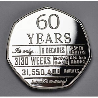 The Commemorative Coin Company 60th Birthday .999 Silver Commemorative. Unique Gift/Present Party/Celebration Ideas 60 Sixty Years Sixtieth The Commemorative Coin Company 60th Birthday .999 Silver Commemorative. Unique Gift/Present Party/Celebration Ideas 60 Sixty Years Sixtieth