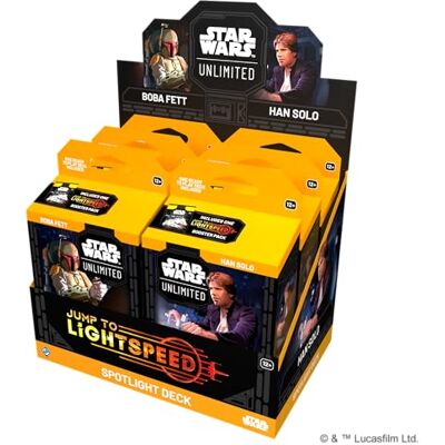 Asmodee Fantasy Flight Games Star Wars: Unlimited Trading Card Game Jump to Lightspeed SPOTLIGHT DECK DISPLAY Includes 6 Pre-Built Decks with Exclusive Cards, Ages 12+, 2+ Players, 20 Minute Playtime Asmodee Fantasy Flight Games Star Wars: Unlimited Trading Card Game Jump to Lightspeed SPOTLIGHT DECK DISPLAY Includes 6 Pre-Built Decks with Exclusive Cards, Ages 12+, 2+ Players, 20 Minute Playtime