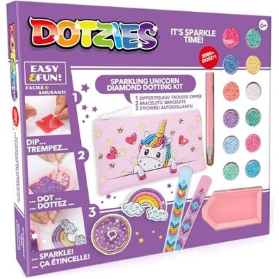 BANDAI Dotzies Sparkling Unicorn Diamond Dotting Kit, Create 3 Accessories with 2,000+ Dotz, Perfect Diamond Art for Kids, Arts and Crafts Diamond Painting Gifts for Girls BANDAI Dotzies Sparkling Unicorn Diamond Dotting Kit, Create 3 Accessories with 2,000+ Dotz, Perfect Diamond Art for Kids, Arts and Crafts Diamond Painting Gifts for Girls