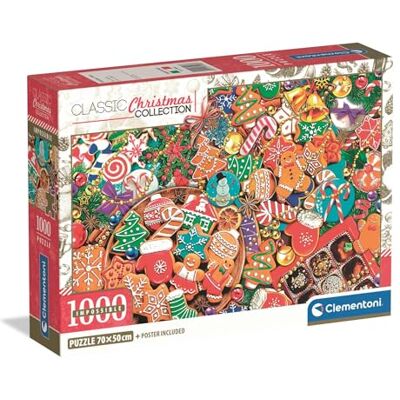 Clementoni Jigsaw Puzzle 1000 pieces Impossible Collection, Christmas Treats, Puzzle for Adults 14-99 Years, Compact box, Made in Italy, 39998 Clementoni Jigsaw Puzzle 1000 pieces Impossible Collection, Christmas Treats, Puzzle for Adults 14-99 Years, Compact box, Made in Italy, 39998