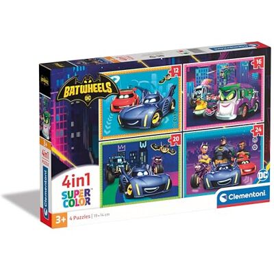 Clementoni Jigsaw Puzzle 4 In 1 Batwheels 12+16+20+24 Pieces Supercolor Puzzle For Children 3-5 Years, Different Images, Cartoon, Cars, Gift For Boy/Girls, Puzzle For Kids, Made In Italy, 21529 Clementoni Jigsaw Puzzle 4 In 1 Batwheels 12+16+20+24 Pieces Supercolor Puzzle For Children 3-5 Years, Different Images, Cartoon, Cars, Gift For Boy/Girls, Puzzle For Kids, Made In Italy, 21529