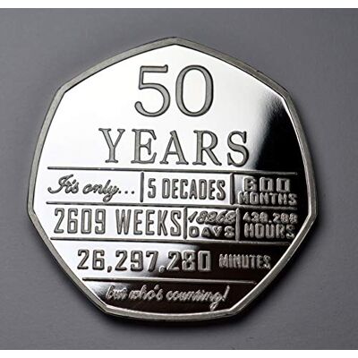 The Commemorative Coin Company 50th Birthday .999 Silver Commemorative. Unique Gift/Present Party/Celebration Ideas 50 Fifty Years The Commemorative Coin Company 50th Birthday .999 Silver Commemorative. Unique Gift/Present Party/Celebration Ideas 50 Fifty Years