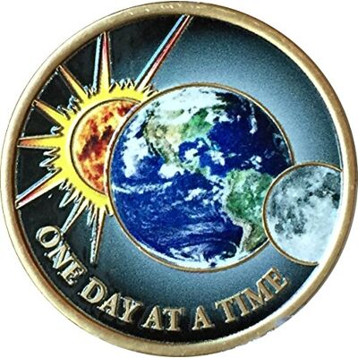 RecoveryChip One Day At A Time Universe Sun Moon Earth Medallion Color Serenity Prayer Chip RecoveryChip One Day At A Time Universe Sun Moon Earth Medallion Color Serenity Prayer Chip