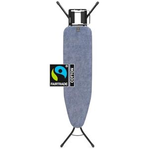 Brabantia Ironing Board A With Steam Iron Rest Adjustable in Height Non-Slip Rubber Feet Cotton Cover with Foam Layer Foldable Denim Blue 110x30 cm Brabantia Ironing Board A With Steam Iron Rest Adjustable in Height Non-Slip Rubber Feet Cotton Cover with Foam Layer Foldable Denim Blue 110x30 cm