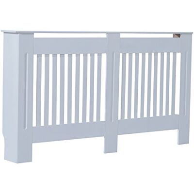 HOMCOM Slatted Radiator Cover Painted Cabinet MDF Lined Grill in White (152L x 19W x 81H cm) HOMCOM Slatted Radiator Cover Painted Cabinet MDF Lined Grill in White (152L x 19W x 81H cm)