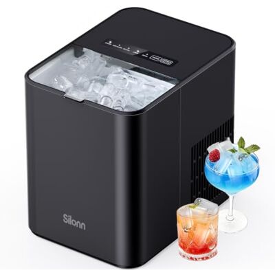 Silonn Ice Maker Countertop, Portable Ice Machine, 8 Bullet Ice Cubes in 6 Mins, 12kg/24H, Self-Cleaning Ice Maker, 2 Ice Sizes for Kitchen, Home, Office, Party & RV Camping Silonn Ice Maker Countertop, Portable Ice Machine, 8 Bullet Ice Cubes in 6 Mins, 12kg/24H, Self-Cleaning Ice Maker, 2 Ice Sizes for Kitchen, Home, Office, Party & RV Camping