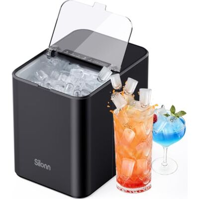 Silonn Ice Maker for Countertop, Self-Cleaning Ice Machine, 8 Bullet Ice Cubes in 6 Mins, 12kg/24H, 2 Ice Sizes, Portable Ice Maker for Home, Kitchen, Office, Parties & RV Silonn Ice Maker for Countertop, Self-Cleaning Ice Machine, 8 Bullet Ice Cubes in 6 Mins, 12kg/24H, 2 Ice Sizes, Portable Ice Maker for Home, Kitchen, Office, Parties & RV
