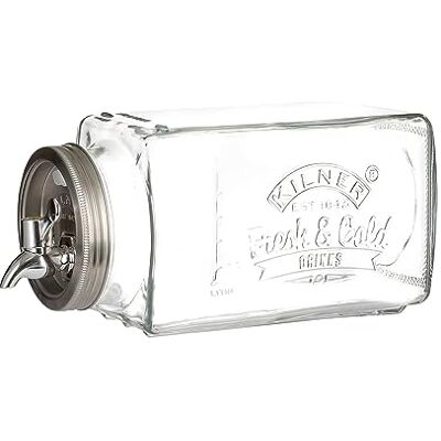 Kilner 3 Litre Glass Fridge Drinks Dispenser Space-Saving Design with Measuring Scale for Daily Water Tracking Airtight Tap for Juices, Flavoured Waters & Cold Drinks Kilner 3 Litre Glass Fridge Drinks Dispenser Space-Saving Design with Measuring Scale for Daily Water Tracking Airtight Tap for Juices, Flavoured Waters & Cold Drinks