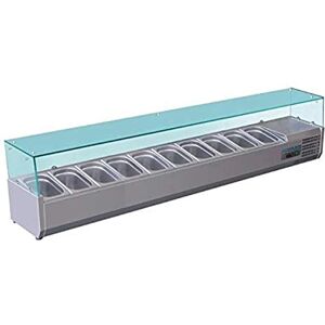 Polar Refrigeration G-Series 230W Countertop Food Prep Fridge with Built-In Glass Surround, Stainless Steel, 2°C to 8°C, 435(H) x2000(W) x330(D) mm, Capacity: 10x 1/4 GN Pans (Sold Separately) G611 Polar Refrigeration G-Series 230W Countertop Food Prep Fridge with Built-In Glass Surround, Stainless Steel, 2°C to 8°C, 435(H) x2000(W) x330(D) mm, Capacity: 10x 1/4 GN Pans (Sold Separately) G611