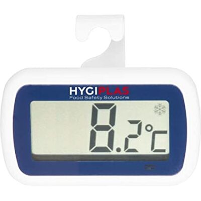 Hygiplas Waterproof Mini Fridge Freezer Digital Thermometer CB891 Internal sensor tracks temperature with hook for hanging, plus on/off switch to conserve battery power. Hygiplas Waterproof Mini Fridge Freezer Digital Thermometer CB891 Internal sensor tracks temperature with hook for hanging, plus on/off switch to conserve battery power.