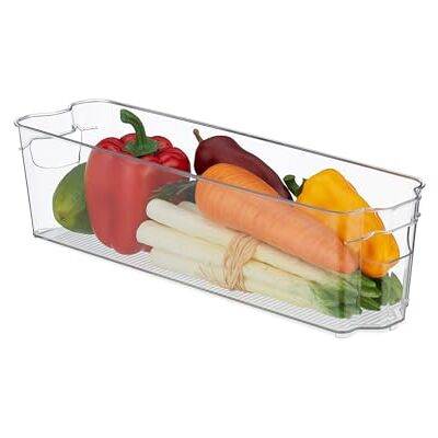 Relaxdays Refrigerator Organiser with Handles, Groceries Storage, Washable, HWD: 10 x 38 x 10.5 cm, Plastic, Transparent, 100% Relaxdays Refrigerator Organiser with Handles, Groceries Storage, Washable, HWD: 10 x 38 x 10.5 cm, Plastic, Transparent, 100%