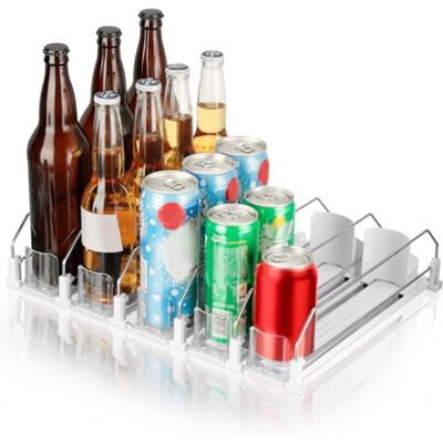 VINATO Refrigerator Organizer, Bottle Stopper for Refrigerator, Bottle Holder with Automatic Feed System for Up to 20 Cans or Bottles to Optimize Refrigerator Space VINATO Refrigerator Organizer, Bottle Stopper for Refrigerator, Bottle Holder with Automatic Feed System for Up to 20 Cans or Bottles to Optimize Refrigerator Space