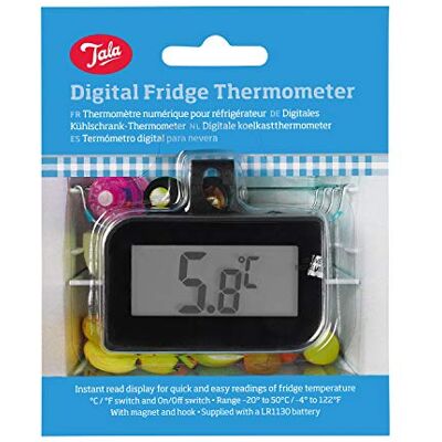 Tala Instant Read Digital Fridge Thermomter, Clear and easy to read LCD display, with a operating range of -20 to +50 degrees celsius, Comes with intergrated hanging hook Tala Instant Read Digital Fridge Thermomter, Clear and easy to read LCD display, with a operating range of -20 to +50 degrees celsius, Comes with intergrated hanging hook