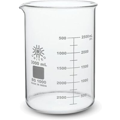 United ™ BG1000-3000 Borosilicate Laboratory Grade Glass Beakers Griffin Low Form Beaker Graduated with Spout Designed for Laboratories & Chemistry Classrooms 3000mL Capacity United ™ BG1000-3000 Borosilicate Laboratory Grade Glass Beakers Griffin Low Form Beaker Graduated with Spout Designed for Laboratories & Chemistry Classrooms 3000mL Capacity