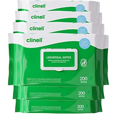 Clinell Universal Cleaning and Disinfectant Wipes Pack of 6, 1200 Wipes Multi Surface, Kills 99.99% of Germs, Quick Action, Green, Pleasant Fragrance Clinell Universal Cleaning and Disinfectant Wipes Pack of 6, 1200 Wipes Multi Surface, Kills 99.99% of Germs, Quick Action, Green, Pleasant Fragrance