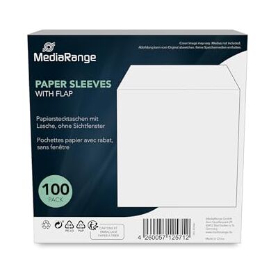 MediaRange Paper Bags for 1 Disc - White, 100 pcs MediaRange Paper Bags for 1 Disc - White, 100 pcs
