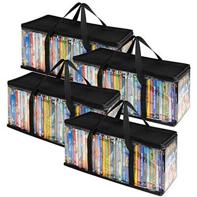 Stock Your Home DVD Storage Bags (4 Pack) Transparent PVC Media Storage Water Resistant DVD Holder Case with Handles Clear Plastic Carrying Game Bag Storage for DVDs, CDs, Video Games, Books Stock Your Home DVD Storage Bags (4 Pack) Transparent PVC Media Storage Water Resistant DVD Holder Case with Handles Clear Plastic Carrying Game Bag Storage for DVDs, CDs, Video Games, Books