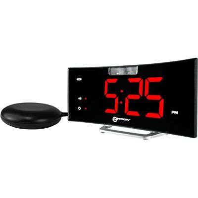 Geemarc 95dB Super Loud Alarm Clock with Bright Flashing Light, Bed Shaker and Snooze Function The WAKE 'N' SHAKE Curve for Heavy Sleepers and Hearing Impaired USB Charging Port UK Version Geemarc 95dB Super Loud Alarm Clock with Bright Flashing Light, Bed Shaker and Snooze Function The WAKE 'N' SHAKE Curve for Heavy Sleepers and Hearing Impaired USB Charging Port UK Version