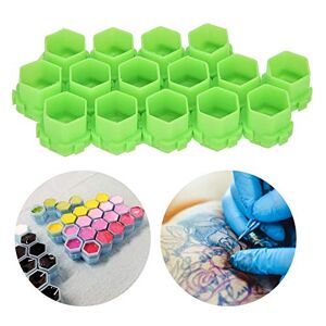 200Pcs Tattoo Ink Cups, Honeycomb Shape Ink Cups Tattoo, Mini Tattoo Pigment Ink Cups with Base, Pigment Holder Cups Permanent Makeup Supplies for Tattoo Artists and Beginners(Green)