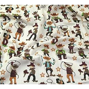 Simply Sew Crafty Children Boy Girl Tractors Cowboys Multicoloured Polycotton Prints (Per Metre) - Sewing Quilting Dress Fabric - Simply Sew Crafty (Cowboys)