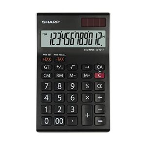 Sharp EL-124TWH Office Desktop Calculator - Black/White