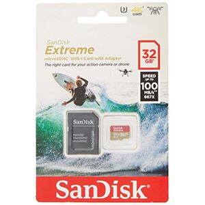 Sandisk Extreme 32 GB microSDhC Memory Card for Action Cameras and Drones with A1 App Performance up to 100 MB/s, Class 10, U3, V30