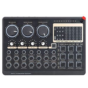 WNSC Mixer Sound Card, External Sound Card Support BT Wireless Accompaniment Turn BT on and Off with One Key Use Independent Control Knobs for Music Studio for Club(black)