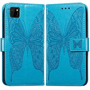 Vepbk for Huawei Y5P 2020 Case, Leather Wallet Cover Flip Case Magnetic Closure with Card Slots Holder Stand Function Design Book Style Shockproof Skin Shell Cover for Huawei Y5P 2020,Blue