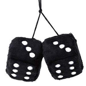 N-K Fluffy dice hanging plush cube with suction cups for car interior decoration decoration black comfortable and practical