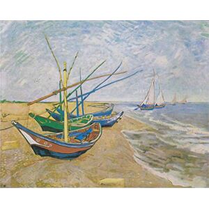 Black Creations Fishing Boats on the Beach at Saintes Maries Van Gogh - Educational Chart - Best Print Art Reproduction Quality Wall Decoration Gift - A4 Poster (11.7/8.3 inch) - (30/21 cm) - GLOSSY Thick Photo Paper