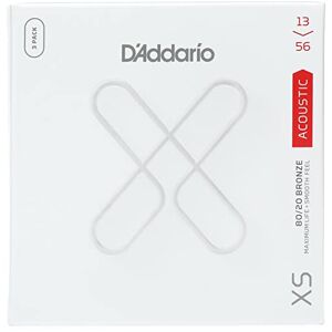D'Addario Guitar Strings - XS 80/20 Bronze Coated Acoustic Guitar Strings - XSABR1356-3P - Maximum Life with Smooth Feel & Exceptional Tone - For 6 String Guitars - 13-56 Medium, 3 Pack
