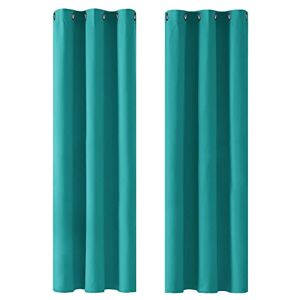 Deconovo Home Decoration Blackout Curtains Thermal Insulated Curtains Eyelet Curtains for Living Room Turquoise W42 x L63 Inch One Pair