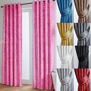 John Aird Crushed Velvet Fully Lined Eyelet Curtains (Pink, 66" Wide x 54" Drop)