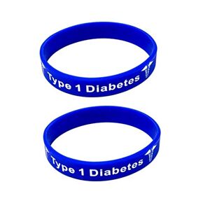 (2PACK) Type 1 Diabetes Insulin Dependent Children's Teen Adults Bracelet Medical Alert Awareness Wristband (x2 Blue, Medium 18cm)