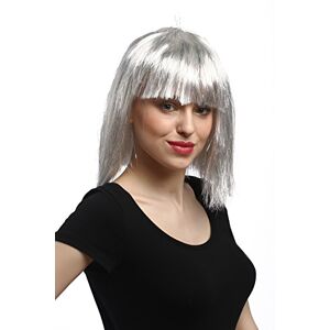 WIG ME UP - 90658-ZA68-silver Lady Party Wig Halloween Sexy Sci-fi Disco Android grey with silver strand fringe
