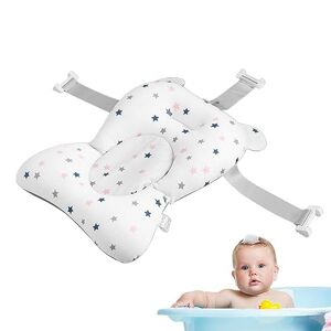 BAOK Baby Bath Pillow   Adjustable Anti-Skid Support Pillow for Bathtub - Baby Care Favors with Buckles and 3 Safety Belts, for Home Travelling Baok