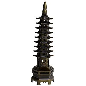Shanrya Green Bronze Alloy Tower Model, Tower Model with Retro Texture Design Alloy Tower Model for Gift Tower Desktop Decor for Bedrooms for Parties