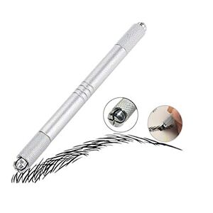 Pinkiou Microblading Tattoo Pen Manual Eyebrow Makeup Pen Double Heads with Blades (Silver)