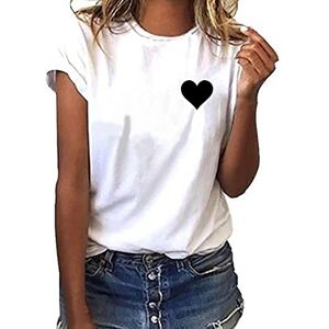 Hbysgj Women T Shirt Summer New 90s Heart Shaped Printed Ladies Casual Graphic Short Sleeve T Shirt Oversized Top Tee Shirts Clothing