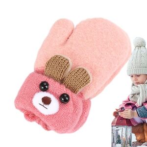 Kirdume Cute Baby Mittens, Cartoon Bear Ears Baby Gloves with a String, Toddler Winter Mittens for Baby Boys and Girls Aged 0-3 Years for Halloween and Christmas Kirdume
