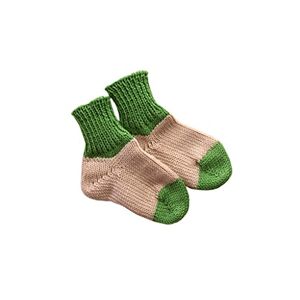 tevirp Socks 100% Merino Wool Baby Leg Warmers Knitted (6-12 mo, Beige-Green)