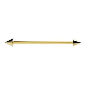 Vault 101 Limited Gold Industrial Scaffold Barbell Ear Piercing Bar Surgical Steel with Cones (1.2mm(16g), 35 MM)