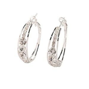 Sonojie_Schals Sonojie 1 Pair Earrings Sterling Silver Fine Hoop Earrings Rhinestone Silver Round Ring Hoop Stud Classical Jewelry Gifts for Women
