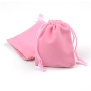 GELIMY 10PCS Soft Coloful Velvet Pouches Bag Jewellery Packing Drawstring Wedding Party Gift 5 Sizes (7X9CM, PINK)