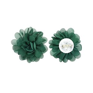 PrettyBoutique 7cm Chiffon Flower Brooch Corsage Safety Pin Dress Hat Bag Decoration Accessories (Dark Green)