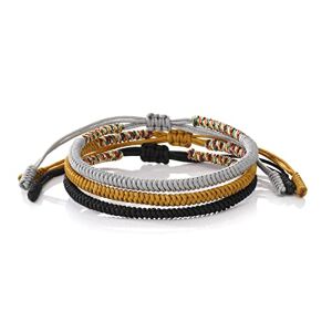 MengPa String Bracelet for Women Men Couples Luck Rope Jewelry (Yellow/Black/Grey)